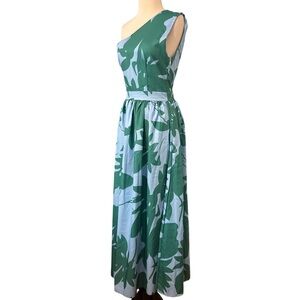 Unbranded Cold Shoulder Resort Wear Maxi Dress Aqua Green Side Zip Closure Sz‎ M